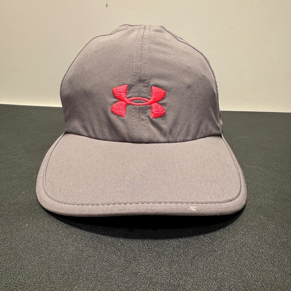 Under Armour Hat Cap Women OSFA Gray Pink Logo Running Cap Sporty Performance